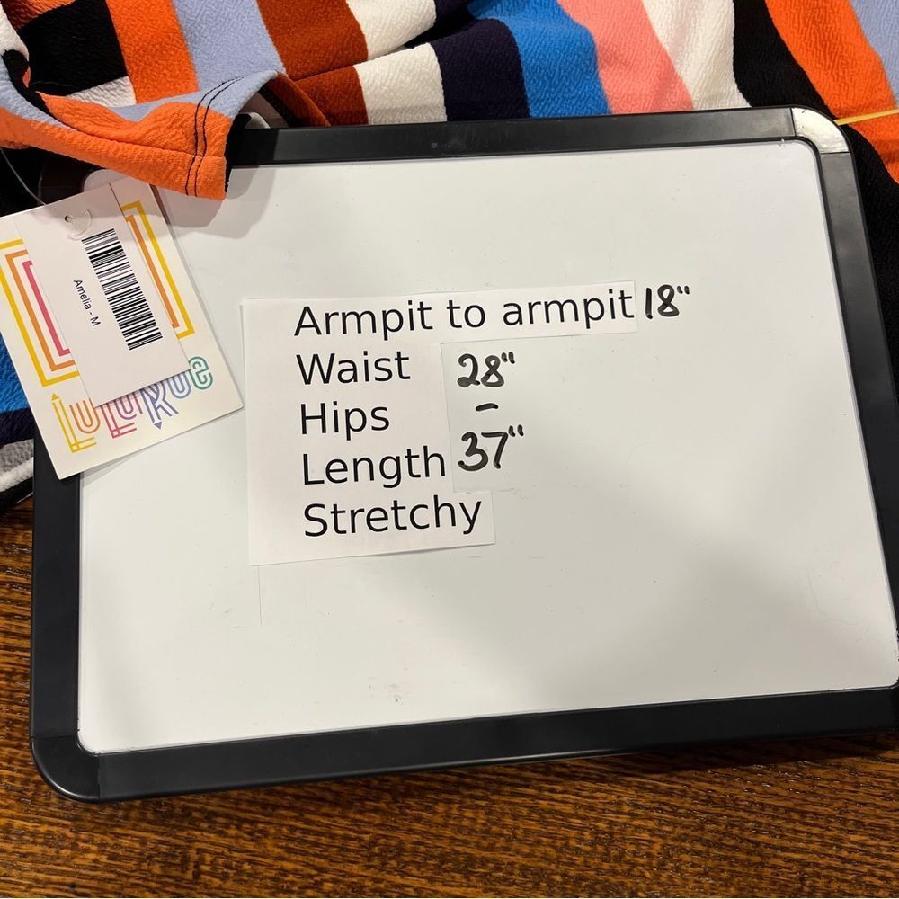 LuLaRoe Amelia Multicolor Striped short sleeve knee length Dress size medium‎ - Picture 10 of 13